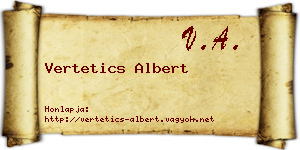 Vertetics Albert névjegykártya